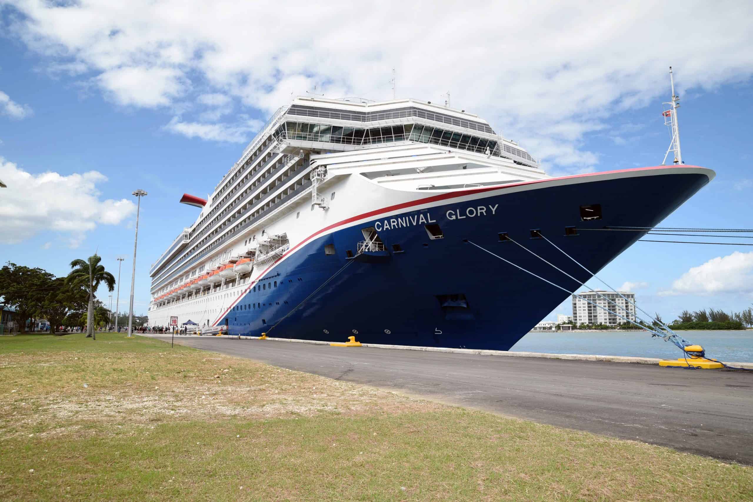 Front view of Carnival Glory in Montego Bay, Jamaica