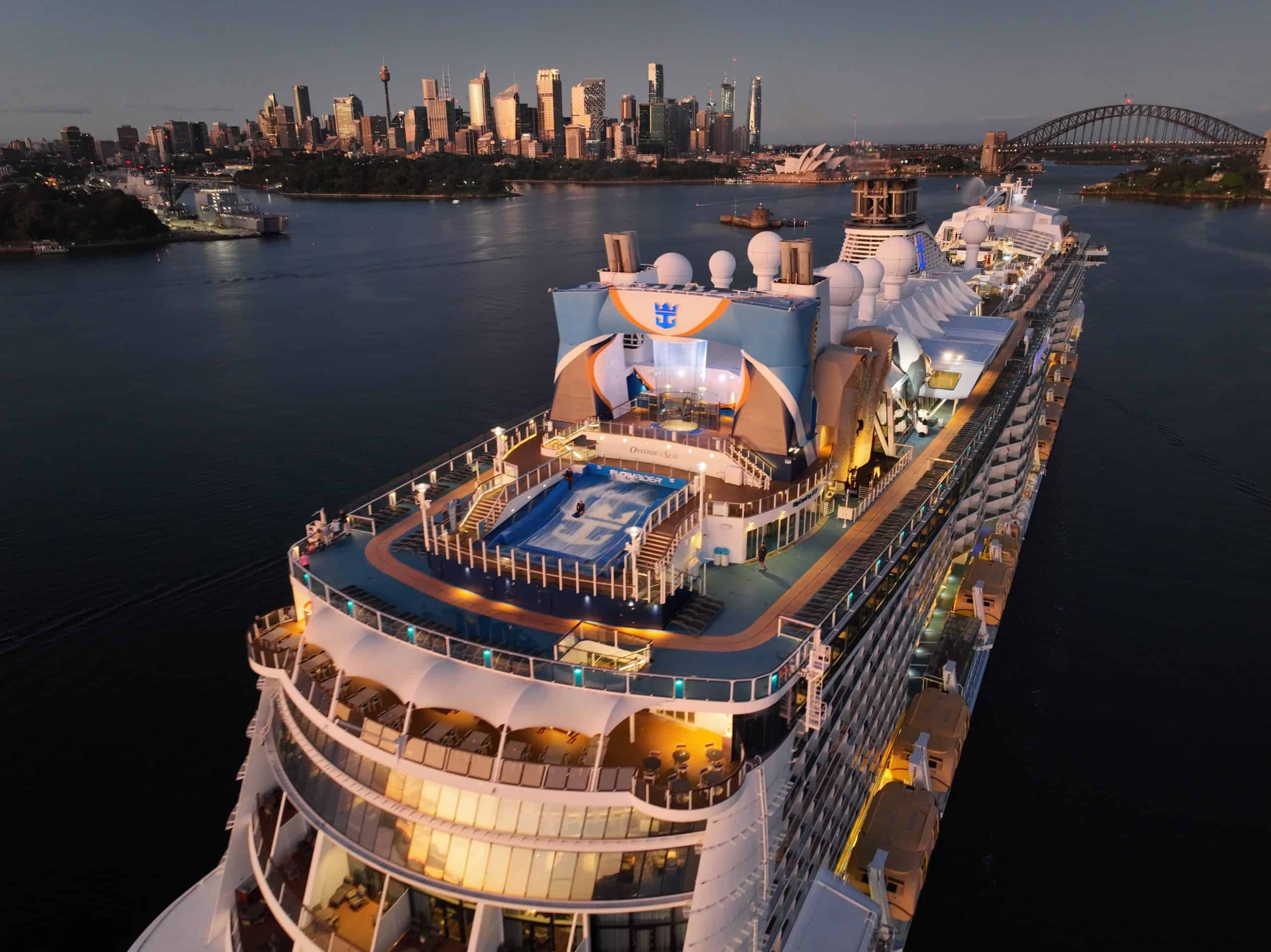 Aerial view of Ovation of the Seas in Sydney
