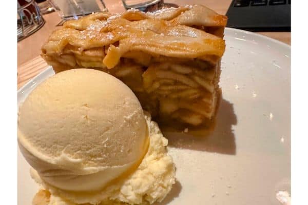 The Local's apple pie and a scoop of ice cream