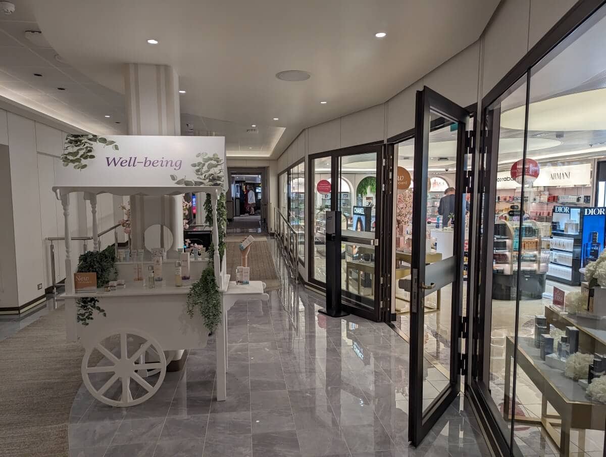A kiosk labeled