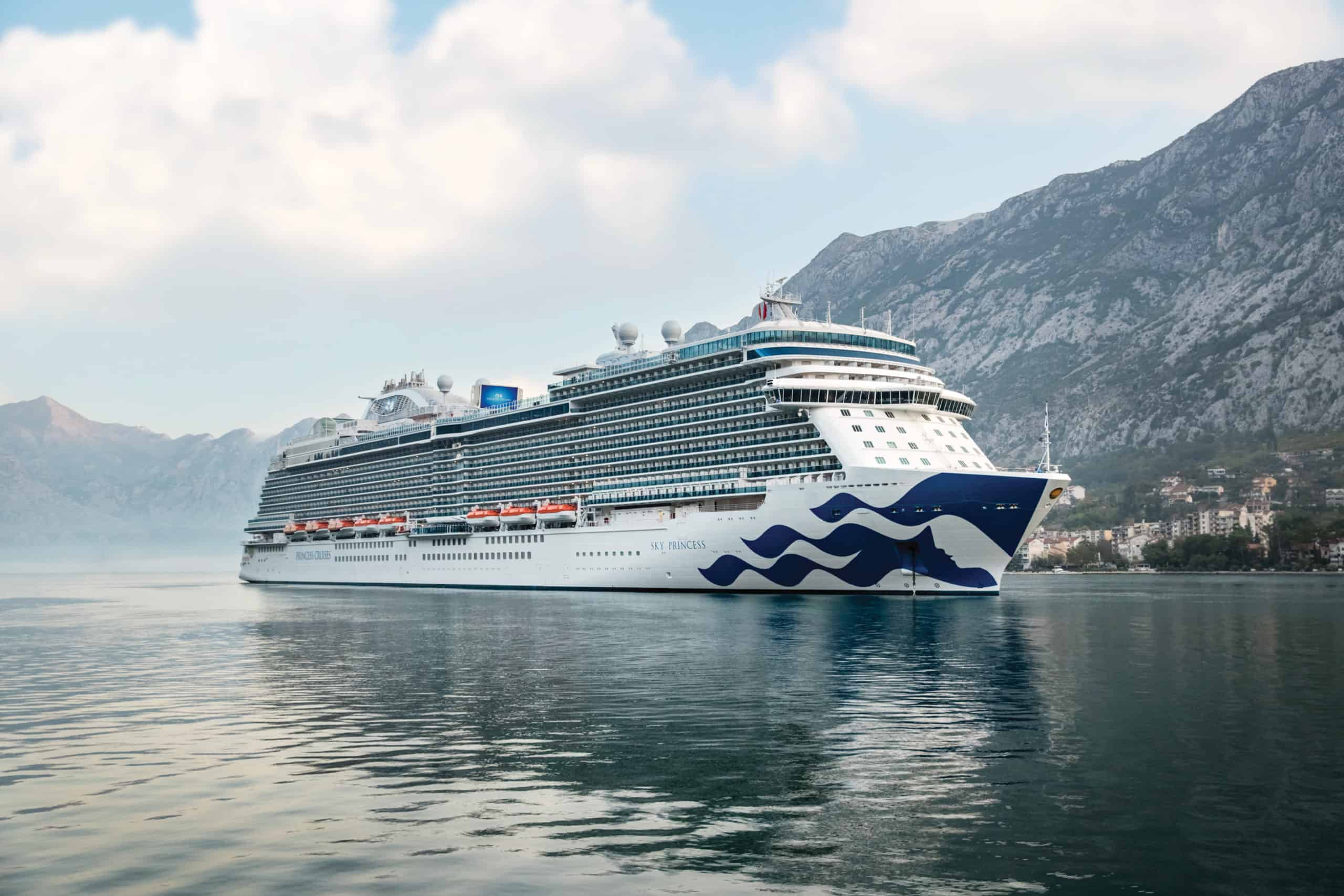 Front view of Sky Princess in Kotor, Montenegro
